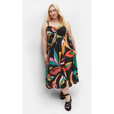 Women's Plus Size Maui Print Maxi Dress - black print | CITY CHIC