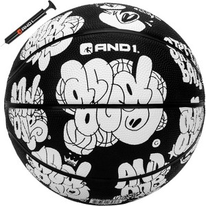 AND1 Toss Up Basketball : Youth Sized Rubber Streetball for Indoor and Outdoor Use, Deep Channel Construction and Durability, Includes 10” Pump - 1 of 4