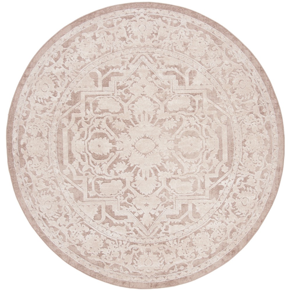 6'7in Danika Round Floral Loomed Area Rug Beige/Cream - Safavieh