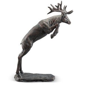 SPI Home Leaping Stag Garden Sculpture – 37.5” Tall Metal Deer Statue, Freestanding Outdoor Wildlife Décor for Yard or Entryway - 1 of 4