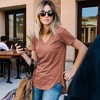 Amaryllis Women's Short-Sleeve Casual V-Neck High-Low Hem Tee Soft Lightweight Comfortable - 3 of 3