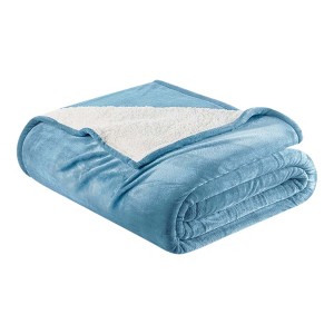 Velvet Plush Blanket with Faux Shearling Reverse - Great Bay Home - 1 of 4