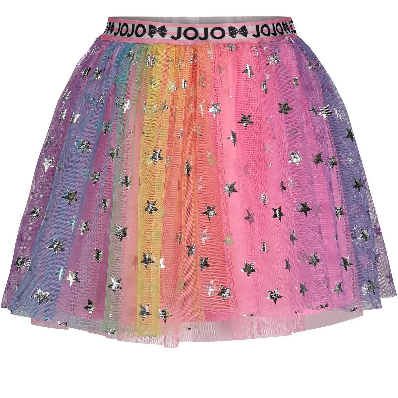 JoJo Siwa Rainbow Little Girls Tulle Mesh Mesh Skirt Skirt with Stars , 1 of 4