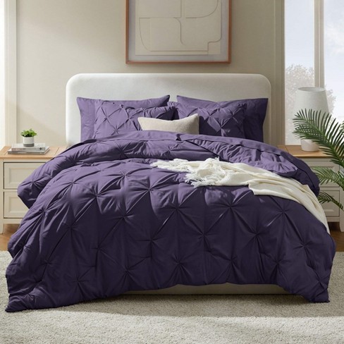 Nestl Bed In A Bag Pinch Pleat 7 Piece Queen Size Bedding Set Purple Target