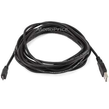 Monoprice USB Cable - 15 Feet - Black | Micro USB / Micro-B 2.0 A Male to 5pin Male 28/28AWG compatible with Samsung Galaxy , Note , Android, LG , HTC