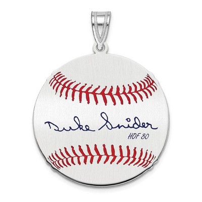 Black Bow Jewelry Sterling Silver Duke Snider Signature MD Enamel Baseball Pendant