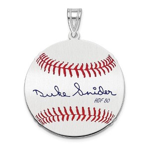 Black Bow Jewelry Sterling Silver Duke Snider Signature MD Enamel Baseball Pendant - 1 of 4