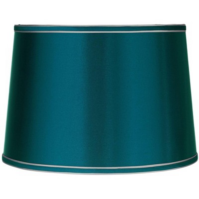 Brentwood Sydnee Satin Teal Blue Medium Drum Lamp Shade 14" Top x 16" Bottom x 11" High (Spider) Replacement with Harp and Finial