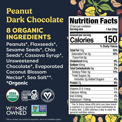 Tosi Snacks Peanut Dark Chocolate Organic Bars - 7g Protein - 5oz/5pk