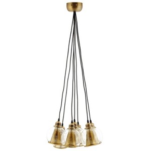 Modway Peak Brass Cone and Glass Globe Cluster Pendant Chandelier - 1 of 4
