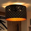 PAKOKULA 3-Light Matte Black with Brass Inside Finish Industrial Drum Flush Mount Ceiling Light Fixture - 2 of 4