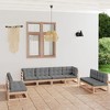vidaXL 8 Piece Patio Lounge Set with Cushions Solid Wood Pine - Natural - 2 of 4