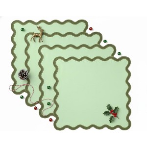 Folkulture Cloth Napkins | Set of 4 Cotton, (18 X 18) Green Dinner Napkins for Parties and Guests | Reusable Linen Napkins for Table Decor - 1 of 4