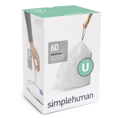 simplehuman 50-80L 60ct Code U Custom Fit Trash Can Liner White