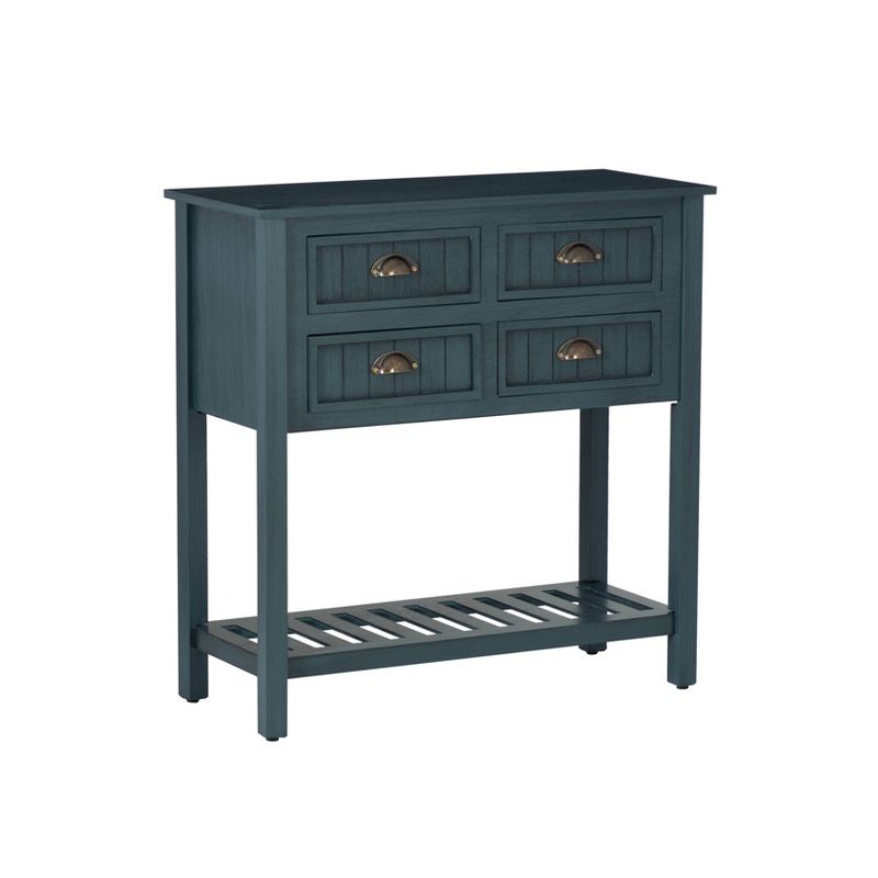 Lena Traditional 4 Drawer One Shelf Beadboard Console Table Antique Navy - Linon, 1 of 17