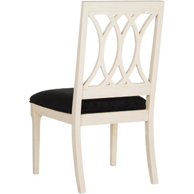 Mayfair Elegance 22" Black Velvet and White Wood Side Chair (Set of 2)