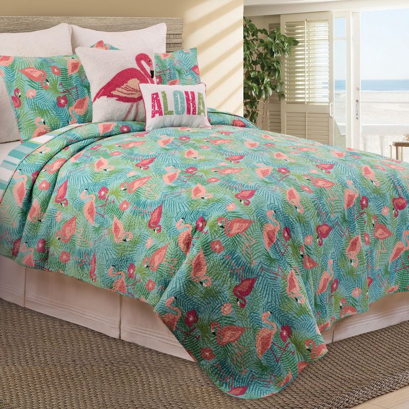 C&F Home Isla Tropics Flamingo Cotton Quilt Set - Reversible and Machine Washable, 1 of 5