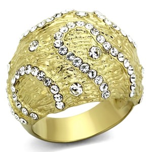 Slickblue Women's, TK316 Gold Ring, Synthetic Clear Stones, Band Ring, Contemporary Style, Clear, Size 5-10 - 1 of 4