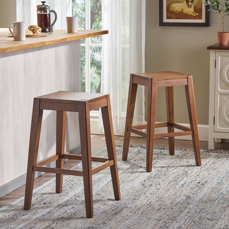 Set of 2 Maybelle Farmhouse Wooden Counter Height Barstools - Christopher Knight Home, 3 of 9