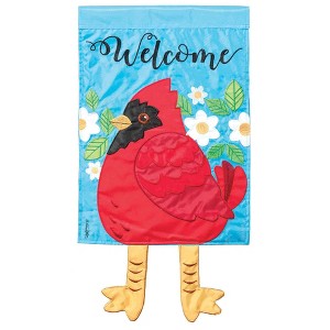 Magnolia Garden Welcome Cardinal 13 x 24 Inch Polyester Crazy Legs Garden Flag - 1 of 2
