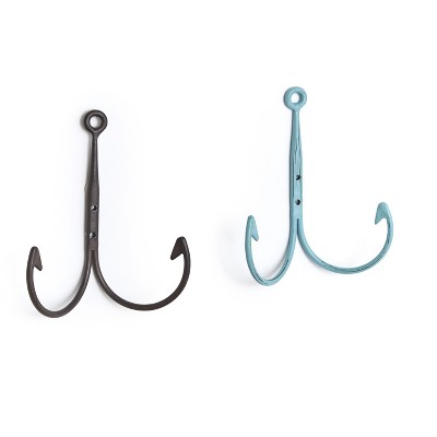 Lakeside Lakeside Living Fishing-Style Hooks for Wall Mounting and Hanging - Set of 2