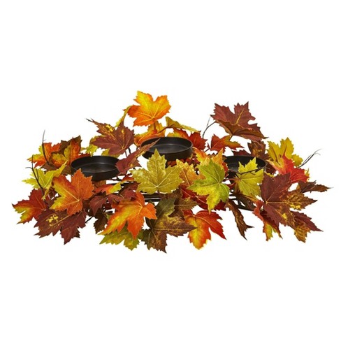 Nearly Natural 7-in Maple Leaf Artificial Arrangement Candelabrum : Target