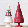 Transpac Wood 7.87 in. Multicolor Christmas Carved Gingham Tree Decor Set of 2 - 2 of 3