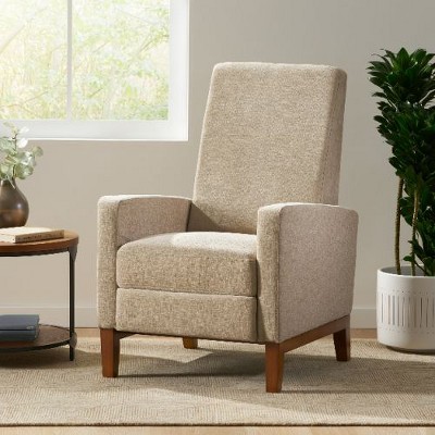Modern Push-Back Recliner Chair, Upholstered Sofa Chair, Armchair with Rubberwood Legs, Wingback Accent Stools -Christopher Knight Home