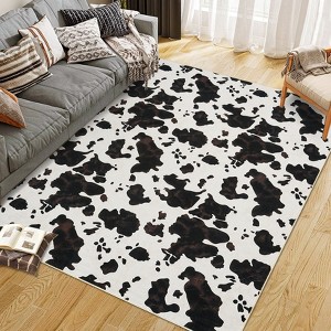 Adult Women Brown Highland Cow Print Rug for Boys Girls, Western Room Decor Carpet,Milk Cow Print Washable Decorative Rug for Living Room - 1 of 4