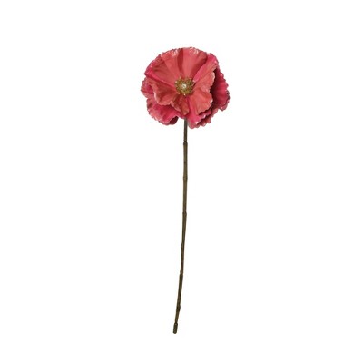 Northlight 18" Pink and Brown Poppy Flower Artificial Christmas Stem