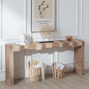 Bella Depot 71" Rustic Wood Console Table with Step-Block Design - 1 of 4