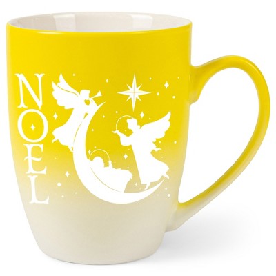 Elanze Designs Noel Two Toned Ombre Matte Yellow and White 12 ounce Ceramic Stoneware Coffee Cup Mug
