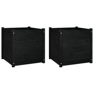 vidaXL Garden Planters 2 pcs Black 23.6"x23.6"x23.6" Solid Wood Pine