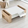 Mshliw High Gloss Coffee Table with 2 Drawers and Hidden Storage, Dining Table, 41.3" Rectangular Center Table for Living Room - 4 of 4
