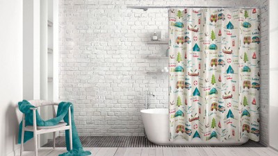 Lake Holiday Multicolor Polyester Microfiber Shower Curtain