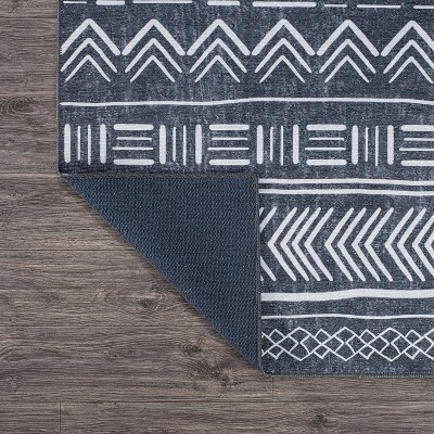 Gray Geometric Flat Woven Synthetic 10' x 14' Area Rug