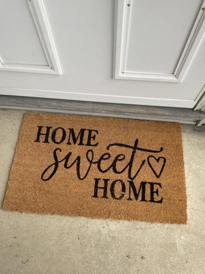 Flash Furniture 18 x 30 Harbold Indoor & Outdoor Coir Doormat with Black Home Sweet Home Message & Non-Slip Backing Natural