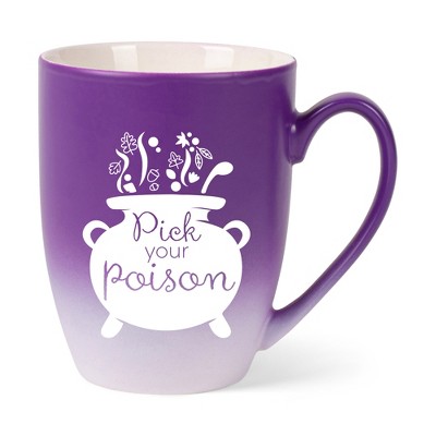 Elanze Designs Pick Your Poison Two Toned Ombre Matte Purple and White 12 ounce Ceramic Stoneware Coffee Cup Mug