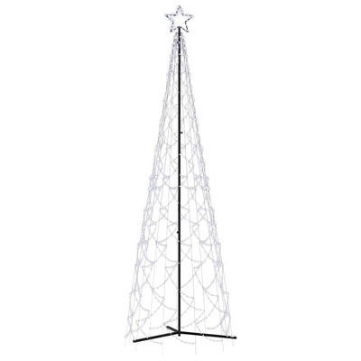 vidaXL Christmas Cone Tree Decoration Artificial Christmas Tree with LEDs - Cold White 10 x 3 ft