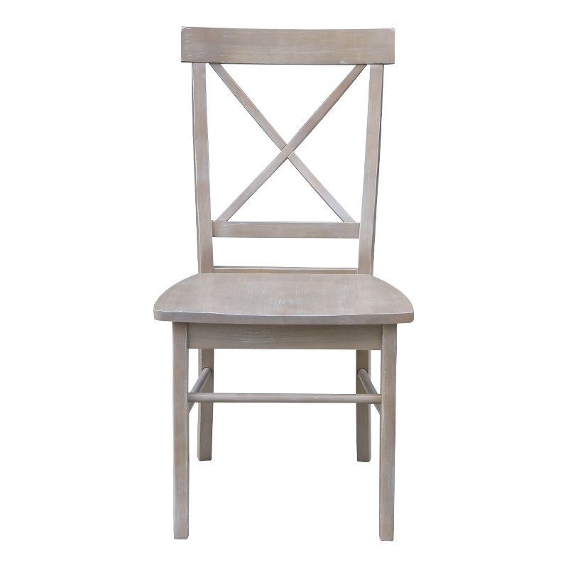 Set of 2 X Back Chairs with Solid Wood Seat Washed Gray/Taupe - International Concepts, 3 of 8