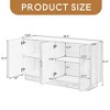 4-Door Large Storage Sideboard, Wood Sideboard Cabinet with Semi-Circular Handles and Adjustable Shelves - Leovsnove - 3 of 4