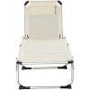 64.5'' Foldable 5-Level Reclining Outdoor Chaise Lounge Chair with Aluminum Frame, Padding, and Headrest White - 2 of 4