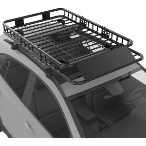 Roof Rack Basket Rooftop Cargo Carrier with Extension Black Car Top Luggage Holder Universal for SUV Cars - 1 of 4