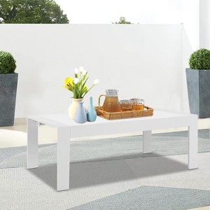 Heynemo Aluminum Outdoor Patio Furniture Coffee Table, All-Weather Modern Rectangle Coffee Table for Balcony, Garden - 1 of 4