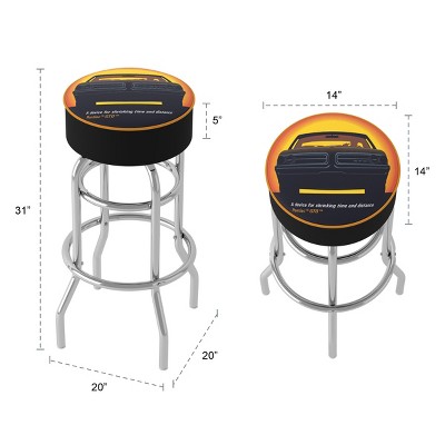 Black Leather Swivel Backless Metal Bar Stool