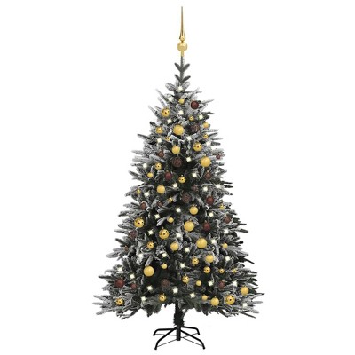 Aghana Digitals 70.9" Pre-Lit Flocked Christmas Tree with 150 LEDs, PVC/PE Branches, Decorative