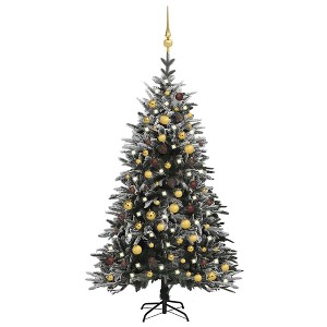 Aghana Digitals 70.9" Pre-Lit Flocked Christmas Tree with 150 LEDs, PVC/PE Branches, Decorative - 1 of 4
