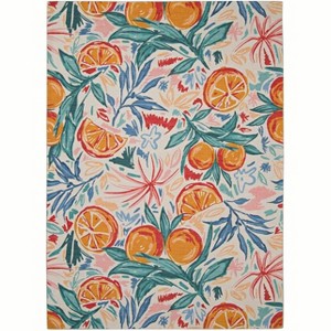 HomeStock Outdoor Washable Pensacola Ivory & Orange 3' X 5', Machine Woven with Printed Designs, Coastal - 1 of 4