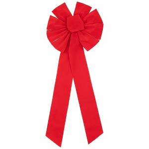 Northlight 14" x 34" Red 9-Loop Velveteen Christmas Bow Decoration - 1 of 4