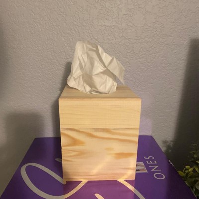 Tissue box cover cube square size boutique in Birdseye maple wood veneer.